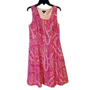 Talbots Petite Paisley Pink Lined Fit & Flare Dress‎ Pockets 6P Flirty Romance